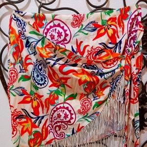 Skirt with fringes ties on the side cover-up bathingsuit 2x tropical colors